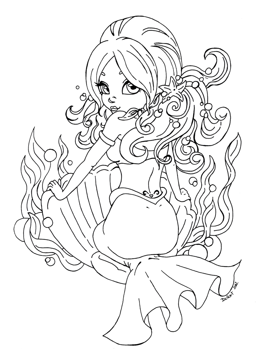 900x1203 Detailed Mermaid Coloring Pages