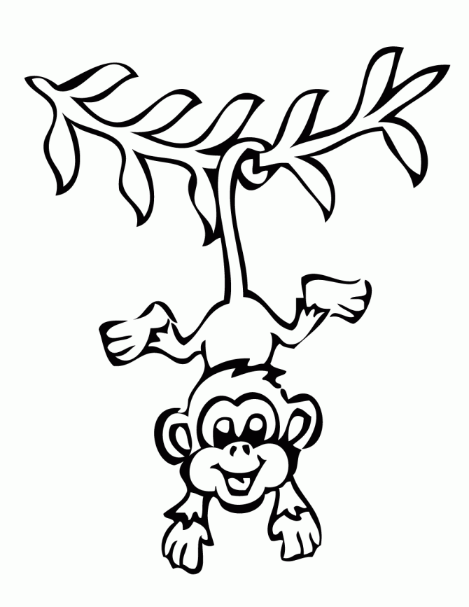 670x867 Cute Monkey Coloring Sheet