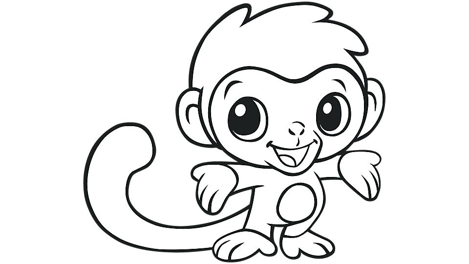 960x540 Cute Monkey Coloring Pages