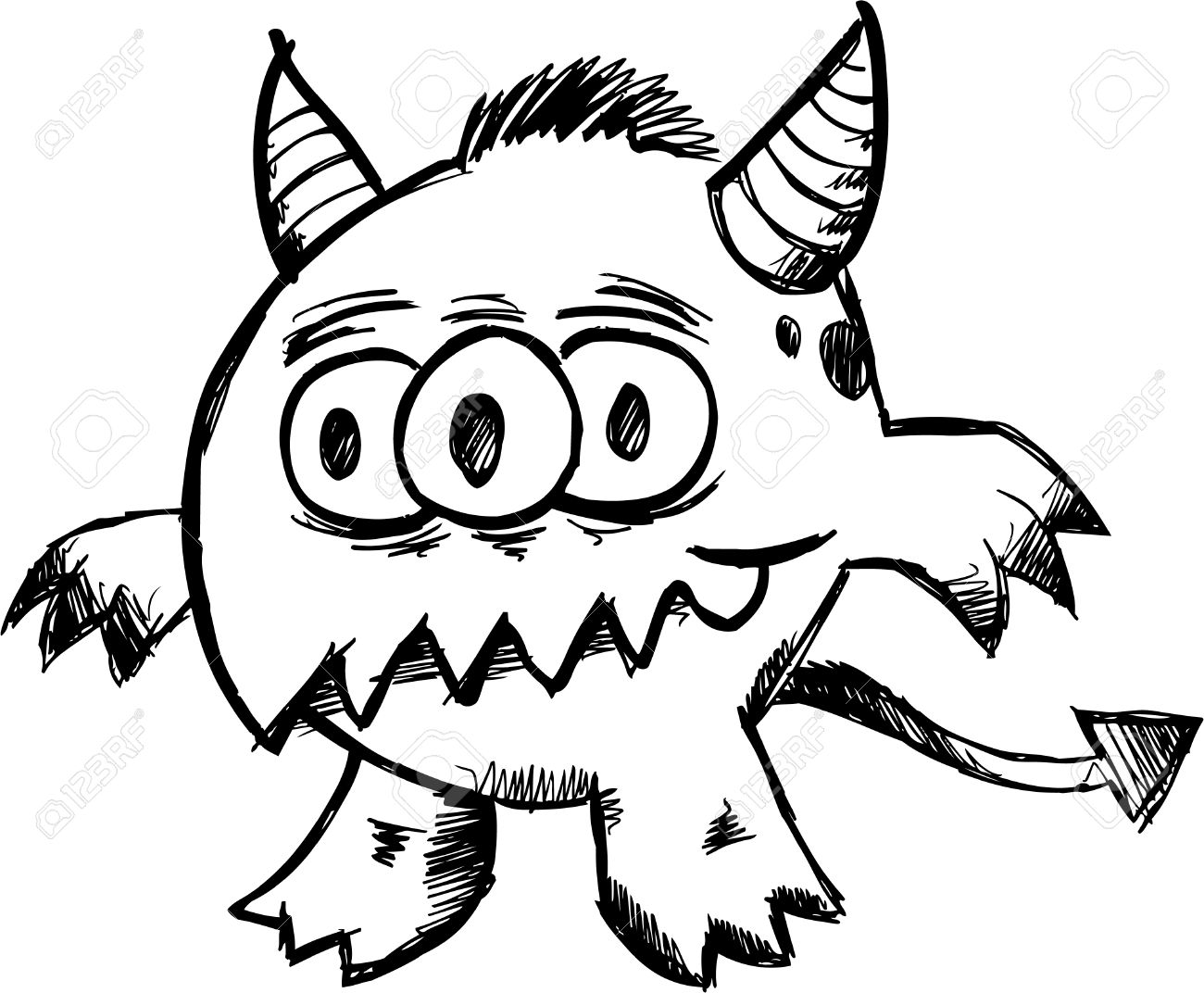1300x1072 Doodle Sketchy Monster Royalty Free Cliparts, Vectors, And Stock