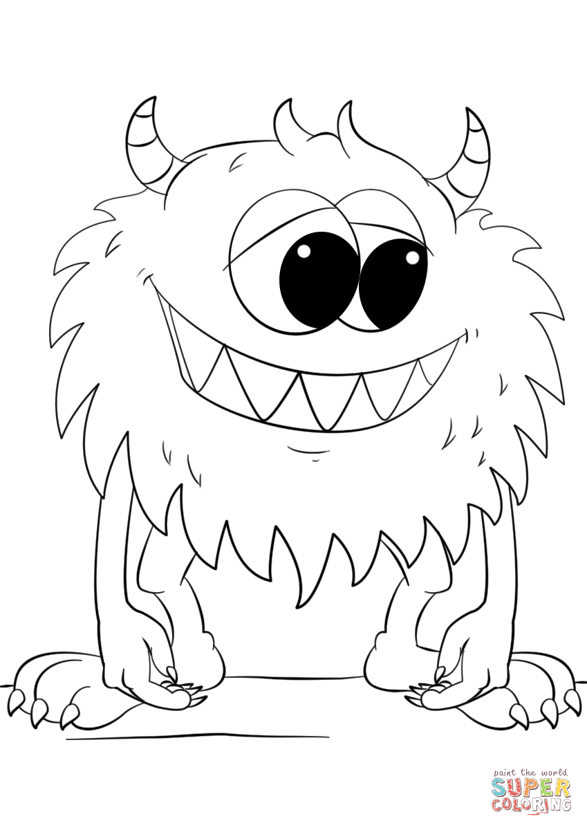 849x1200 Cute Cartoon Monster Coloring Page Free Printable Coloring Pages