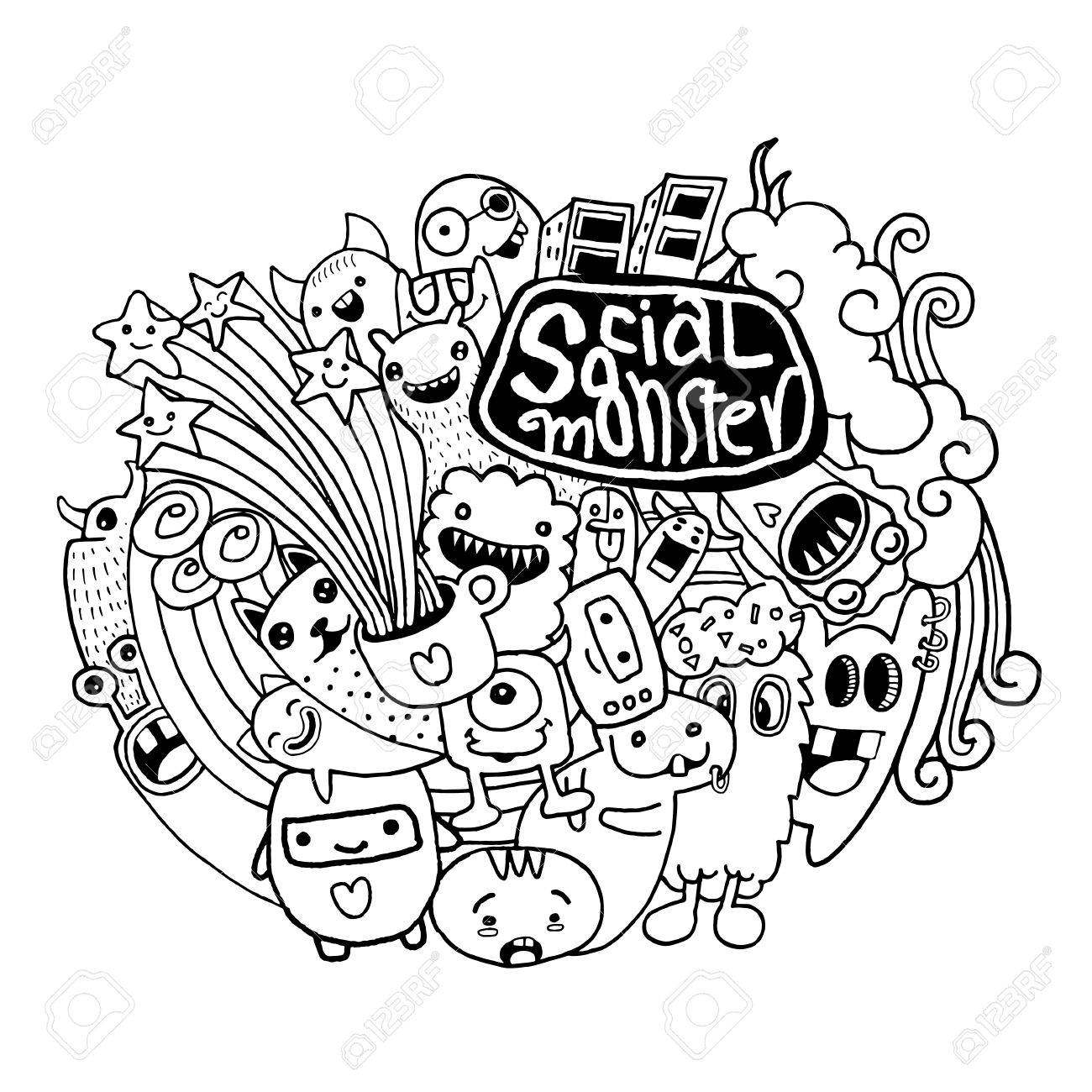 1300x1300 Doodle Monster Stock Photos. Royalty Free Business Images