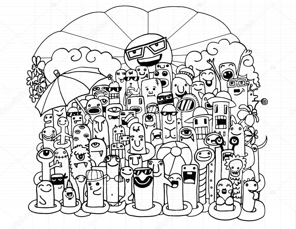 1023x789 Cartoon Character Funny Monster On The Beach Stock Vector