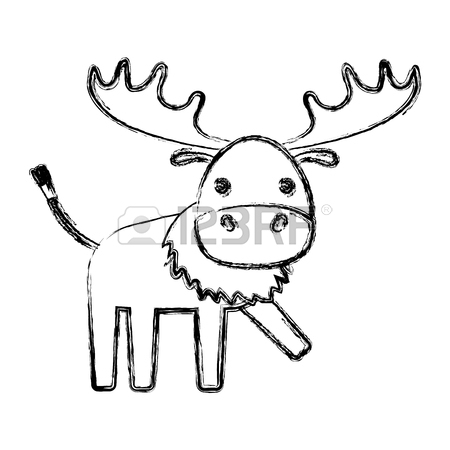 450x450 Cute Moose Icon Over White Background Vector Illustration Royalty