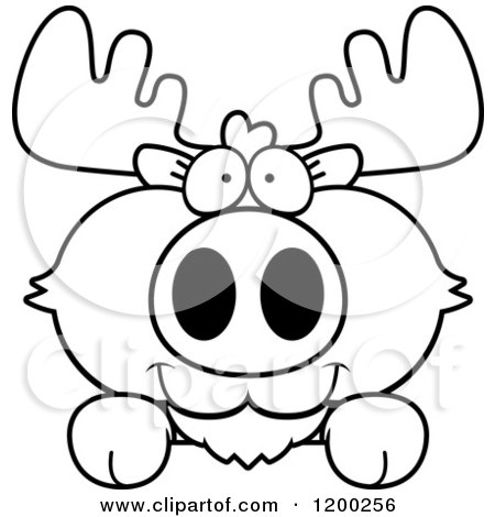 450x470 Cartoon Of A Black And White Cute Moose Calf Over A Surface