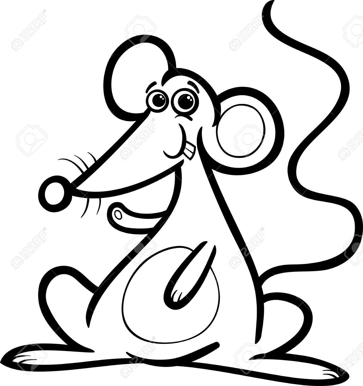 1223x1300 Black And White Cartoon Illustration Of Cute Mouse Or Rat