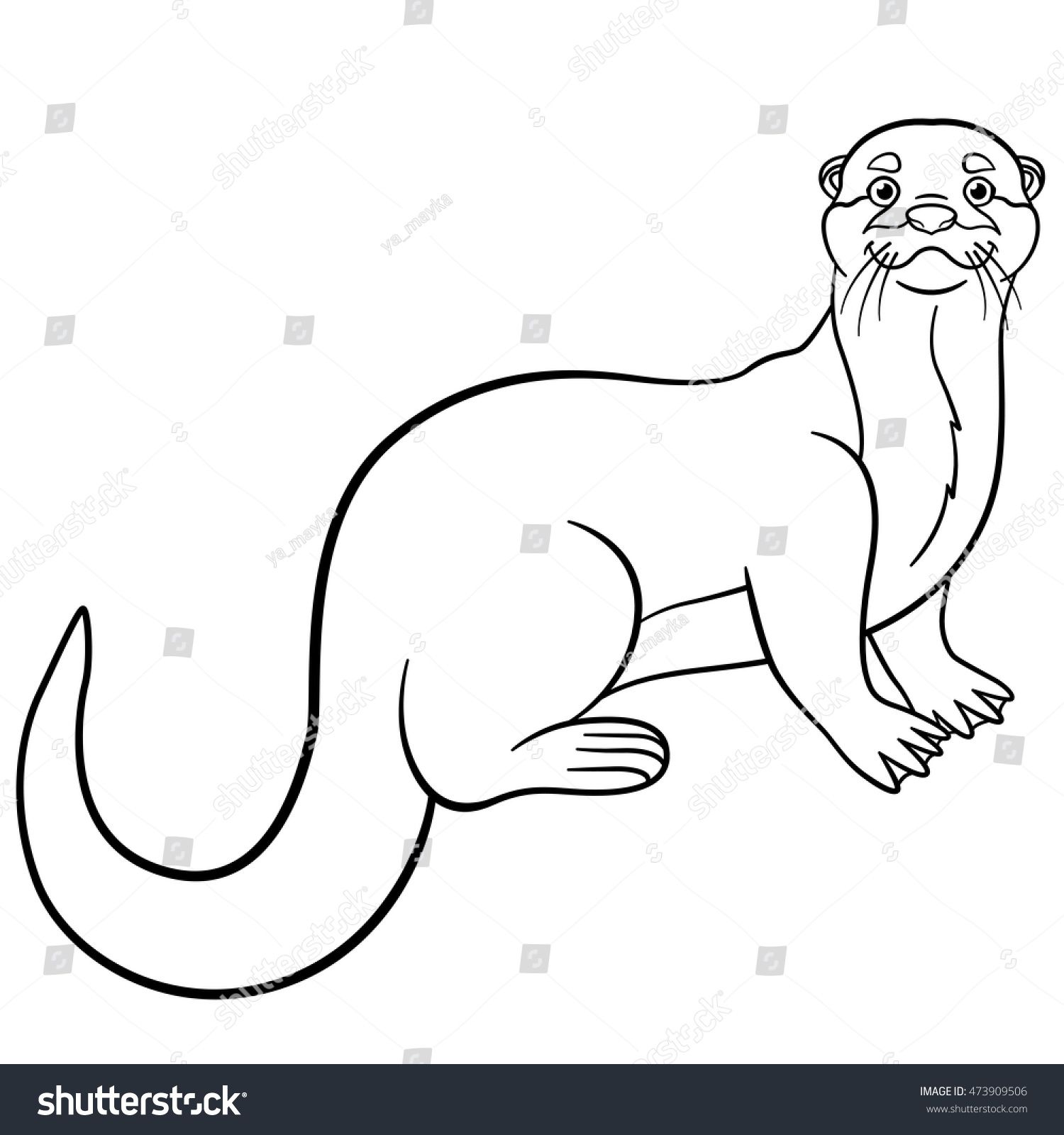 1500x1600 Best Coloring Page Two Little Cute Stock Vector Of Otter Popular