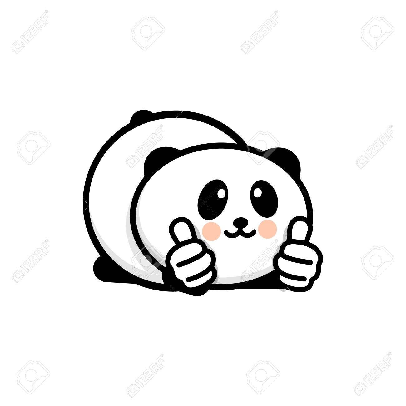 1300x1300 Ok Icon. Funny Little Cute Panda Showing Gesture With Hand