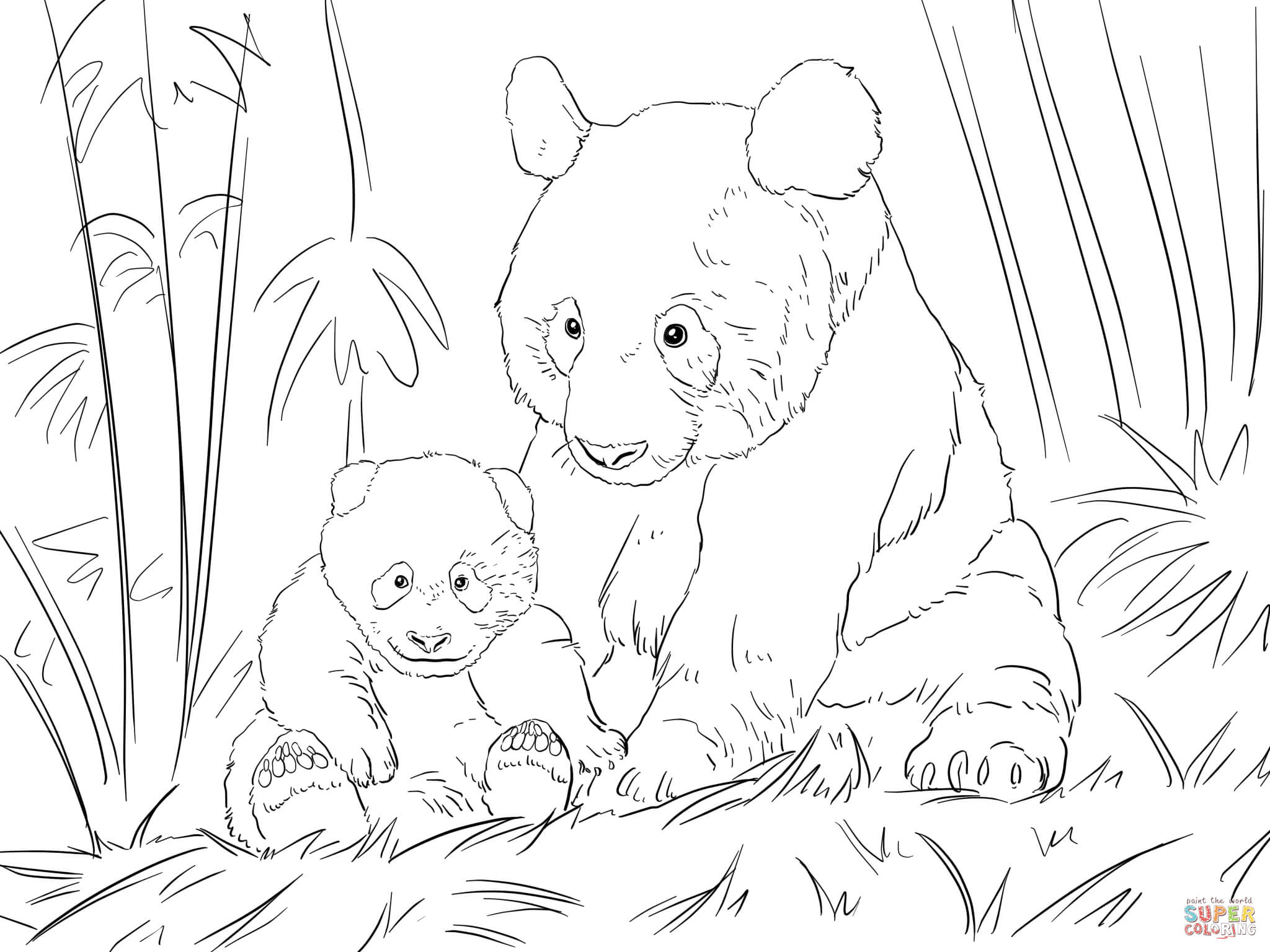 2048x1536 Cute Panda Family Coloring Page Free Printable Coloring Pages