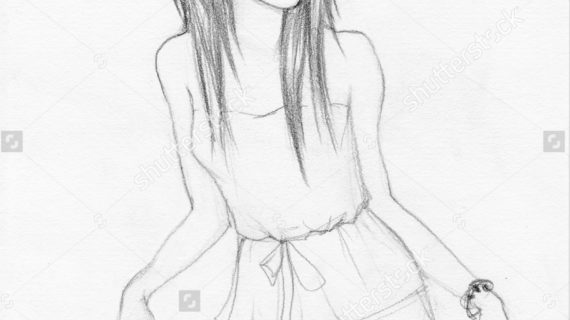 570x320 Cute Girl Pencil Drawing Cute Girl By Fiskevil