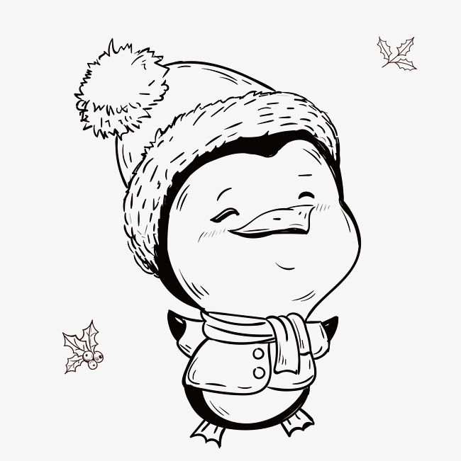 650x651 Hand Drawn Cute Penguin, Christmas Penguin, Smile, Hat Png