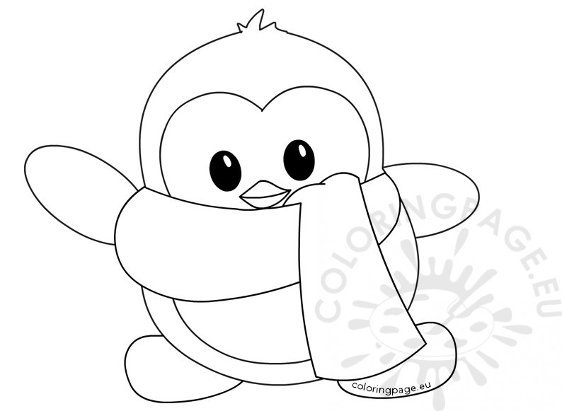 794x581 Little Cute Winter Penguin Coloring Page