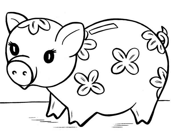 600x490 Cute Piggy Bank Coloring Page Color Luna