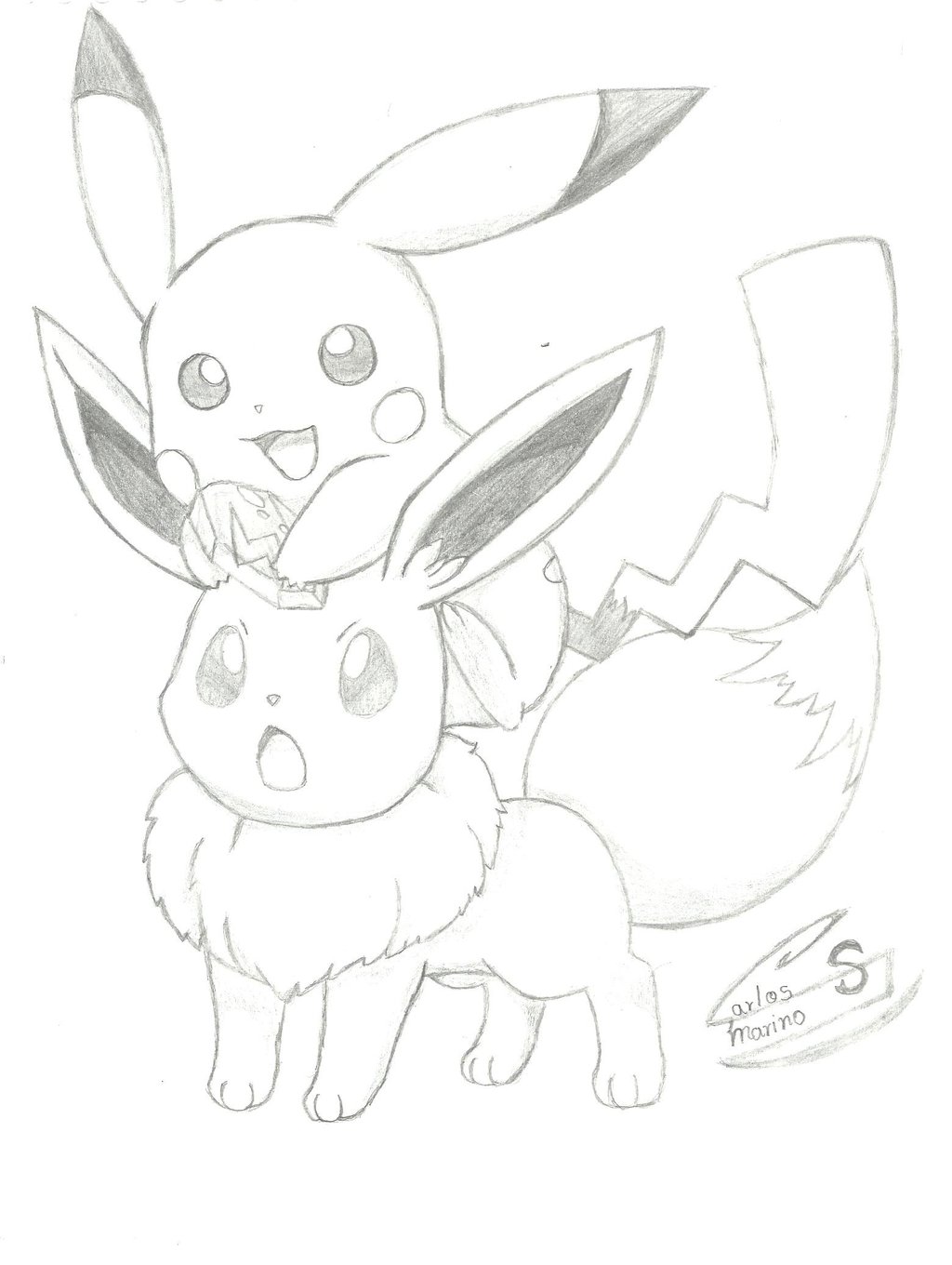 1024x1360 Eevee And Pikachu  cadu.1103 By Cadu1103