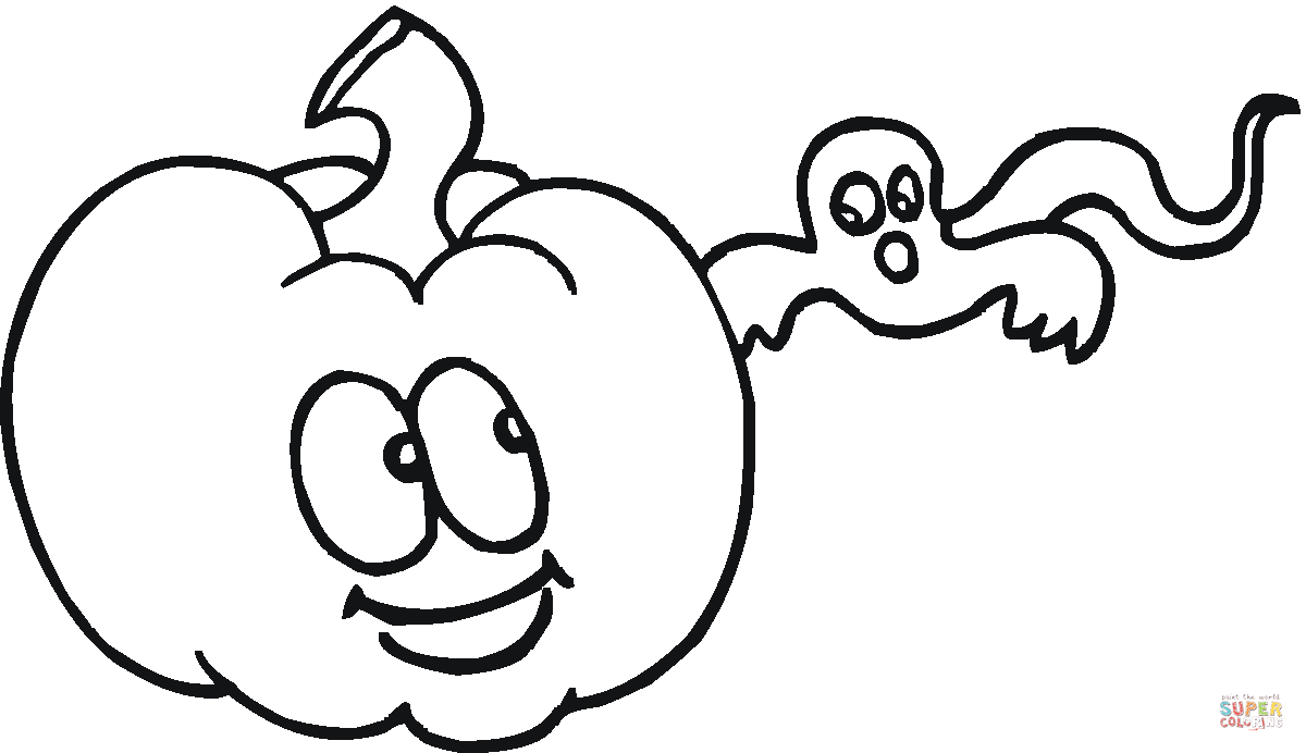 1200x692 Cute Pumpkin And Little Ghost Coloring Page Free Printable