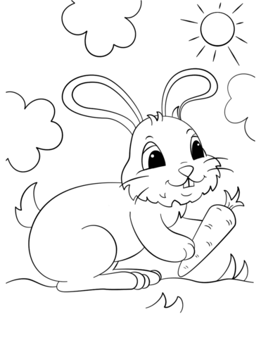 371x480 Cute Bunny Holding A Carrot Coloring Page Free Printable