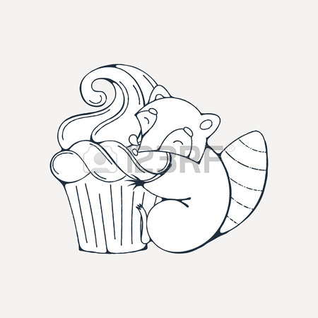 450x450 Illustration Cute Raccoon In A Cup Of Tea Or Coffee