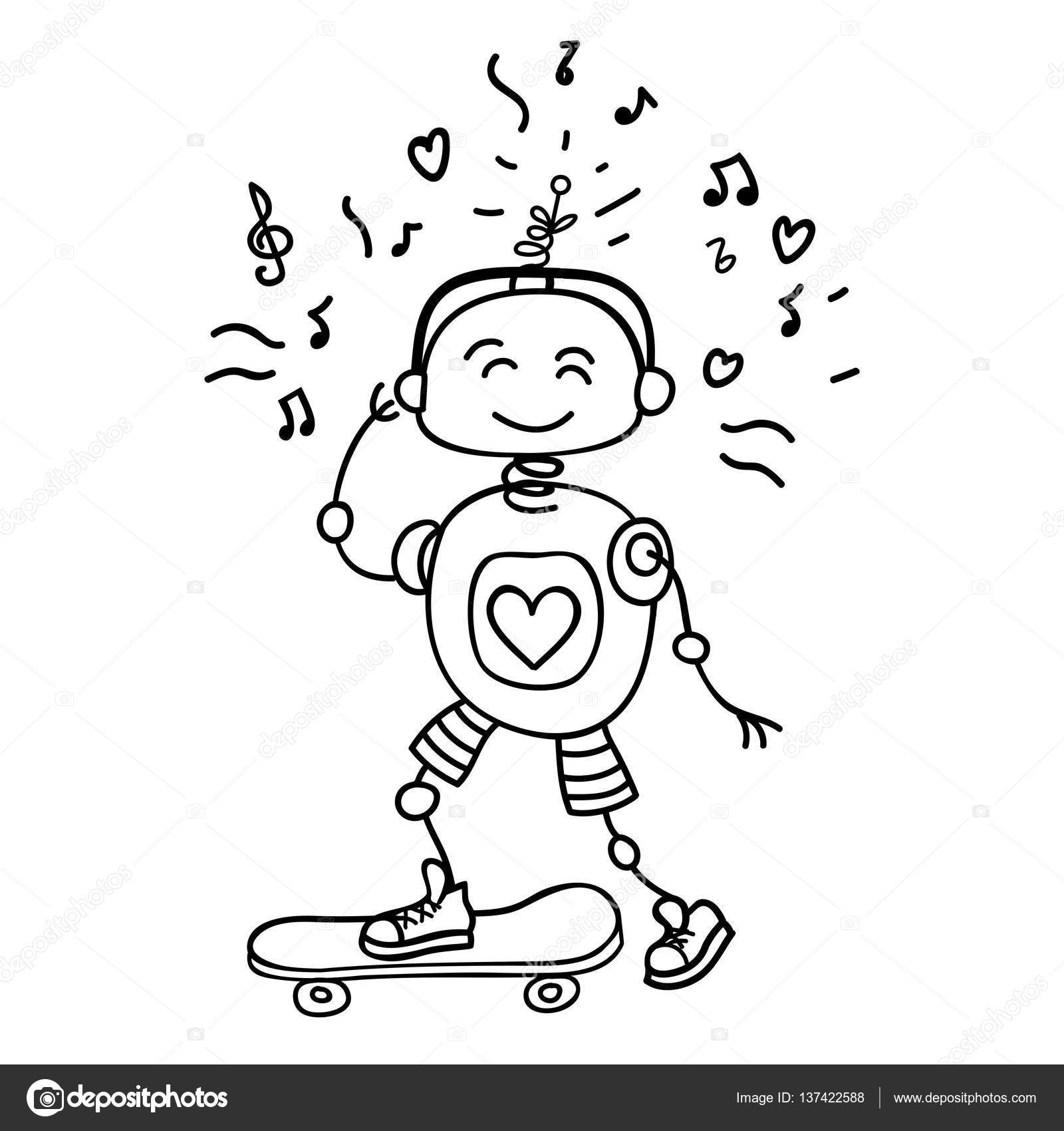 1600x1700 Cute Vector Character Illustration Of Robot Rolling On