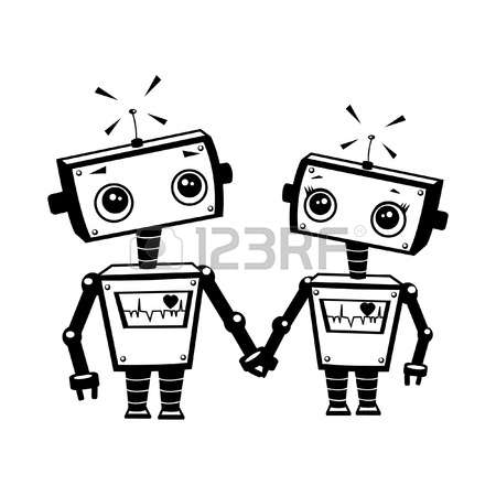 450x450 Robots In Love, Illustration Stock Vector