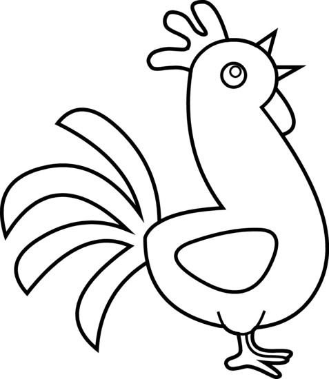 477x550 Cute Rooster Line Art
