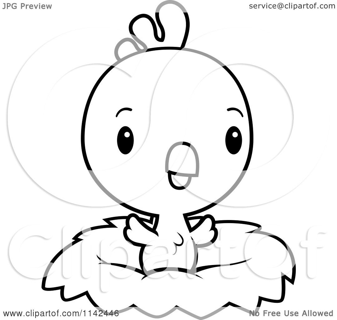 1080x1024 Cartoon Clipart Of Blacknd White Cute Baby Rooster Chick In