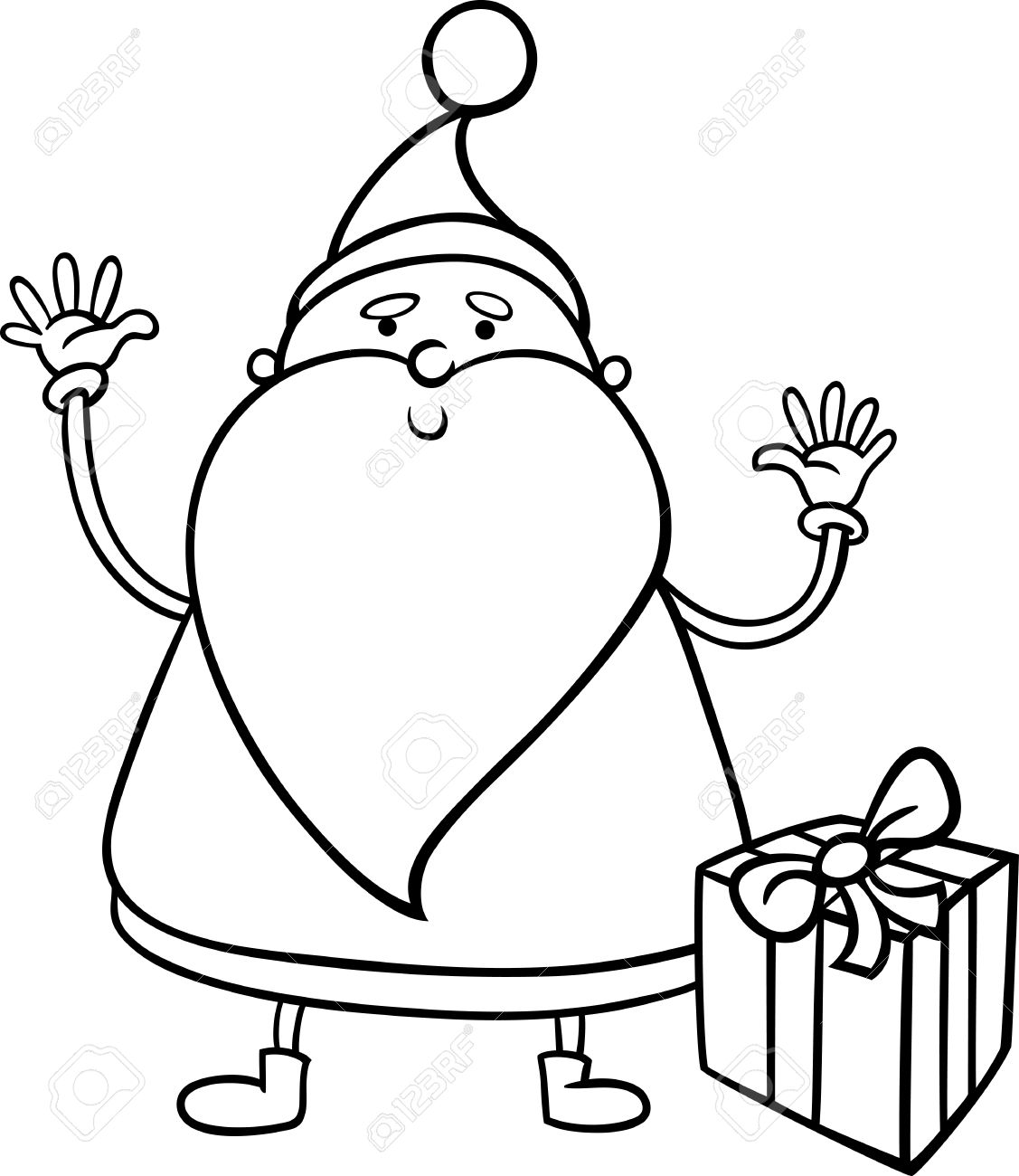 1127x1300 Black And White Cartoon Illustration Of Cute Santa Claus Christmas