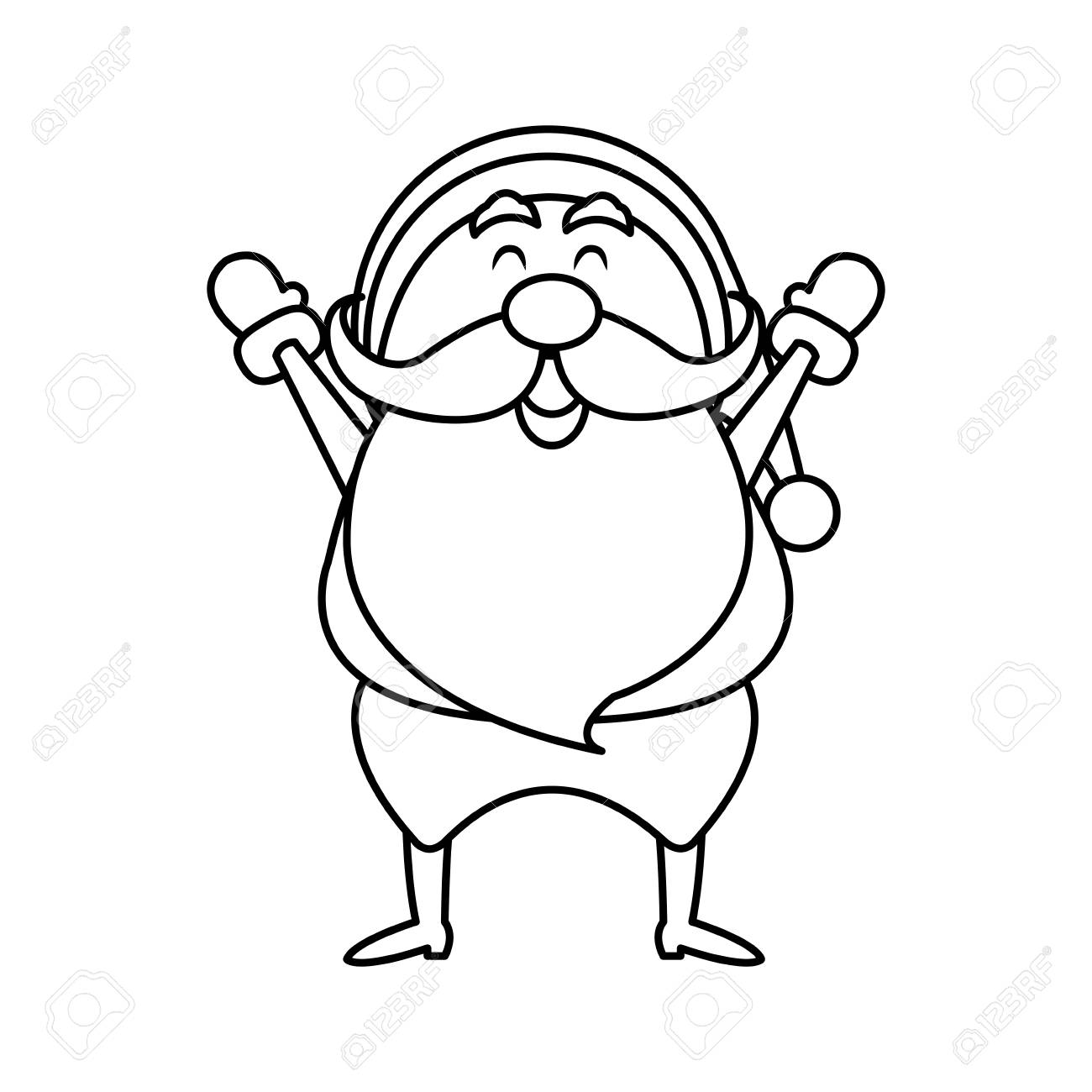 1300x1300 Cute Christmas Santa Claus Happy Celebration Cartoon Outline