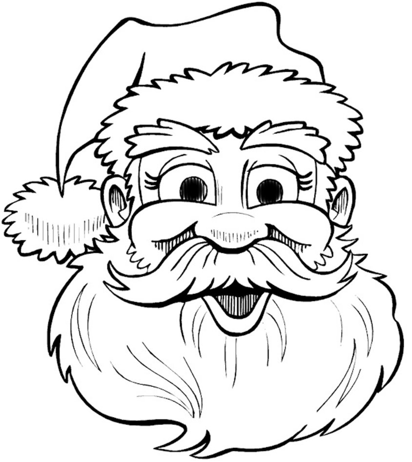 844x946 Cute Santa Claus Black And White Outline For Coloring Stock Vector