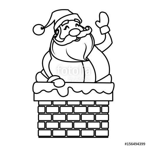 500x500 Cute Cartoon Santa Claus In Chimney Vector Illustration Stock