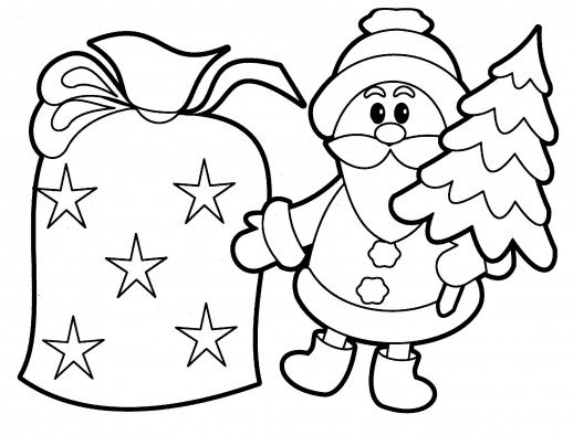 518x394 Cute Christmas With Santa Brings A Small Tree Standing Near A Big