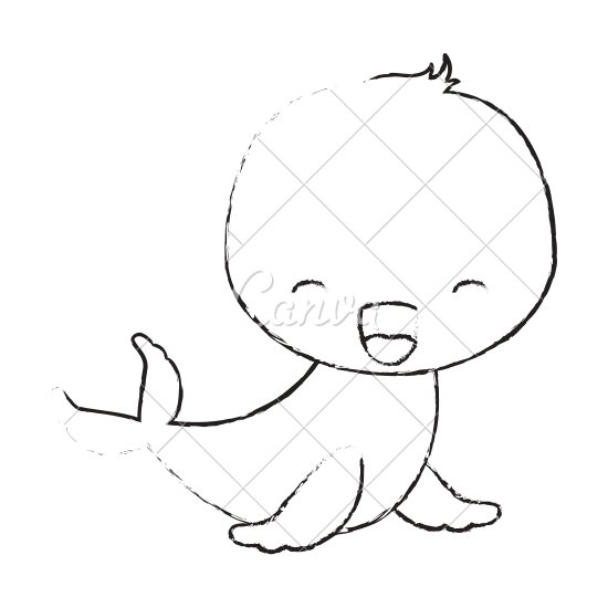 550x550 Blurred Silhouette Of Kawaii Caricature Cute Seal Aquatic Animal