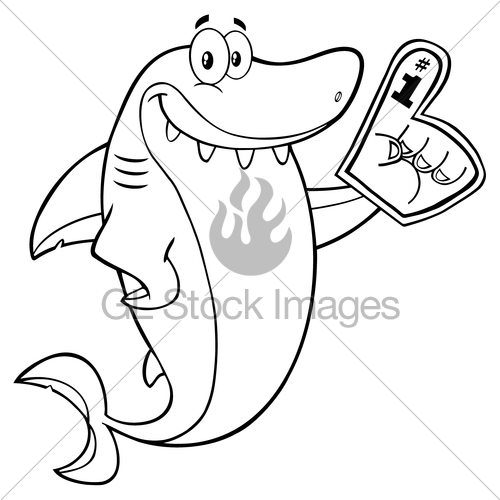 500x500 Black And White Cute Shark Cartoon Mascot Character Weari Gl
