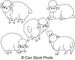 243x194 Cute Black Sheep Set. Illustration Set Of 9 Cute Cartoon Vector
