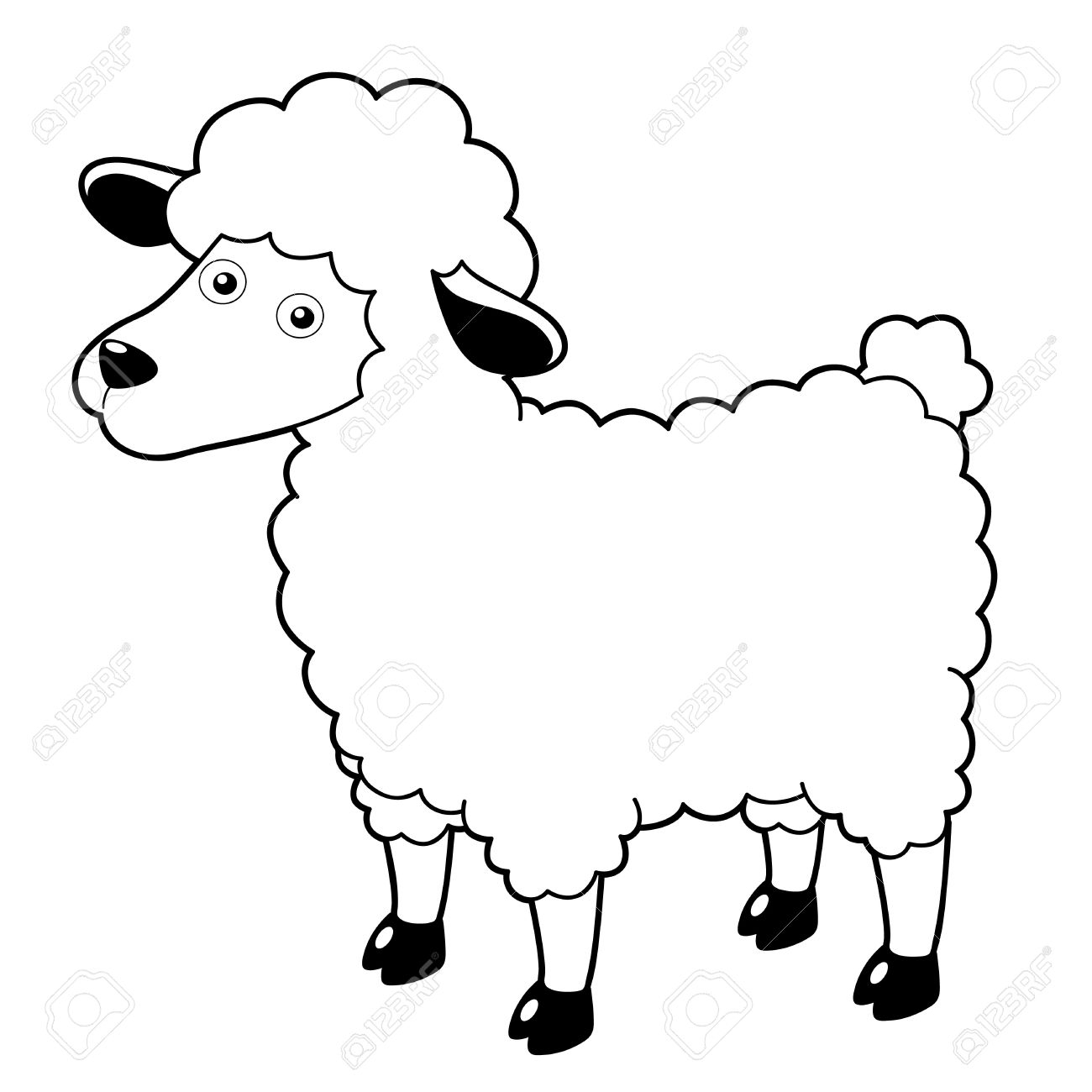 1300x1300 Cartoon Sheep Drawing Cute Sheep Cartoon Mascot Characterin Gray