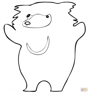 287x300 Cute Sloth Bear For Coloring Page