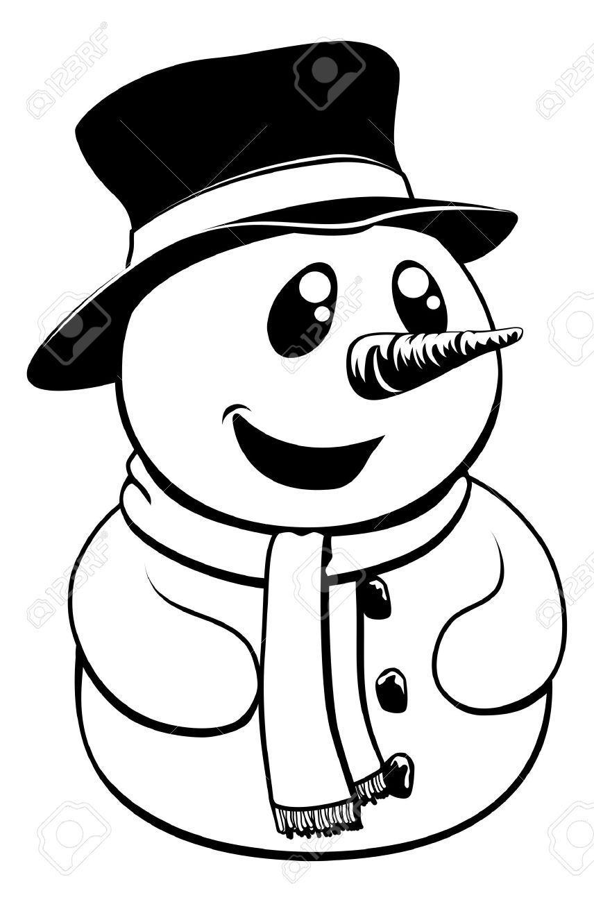 856x1300 Illustration Of A Cute Black And White Christmas Snowman Royalty