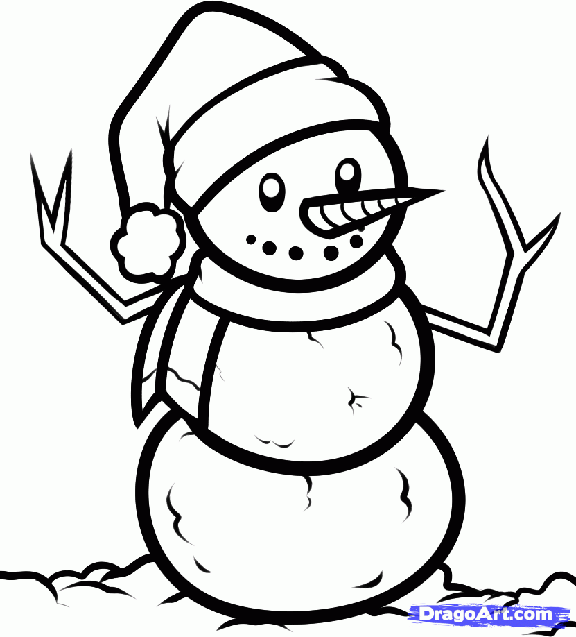 831x918 How To Draw A Christmas Snowman Step 8 Christmas Cards
