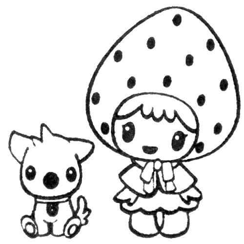 500x500 Cute Strawberry Girl With Dog Stamp