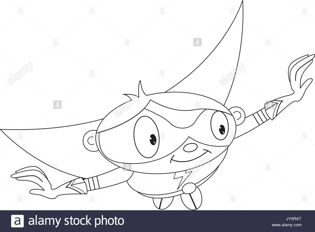 1300x960 Cute Cartoon Heroic Superhero Line Drawing Vector Illustration