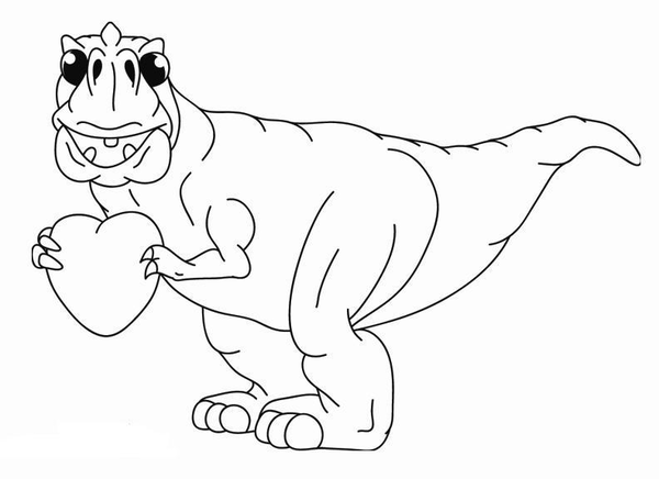 600x436 Cute T Rex Heart Valentine Dinosaur Coloring Pages Free Images