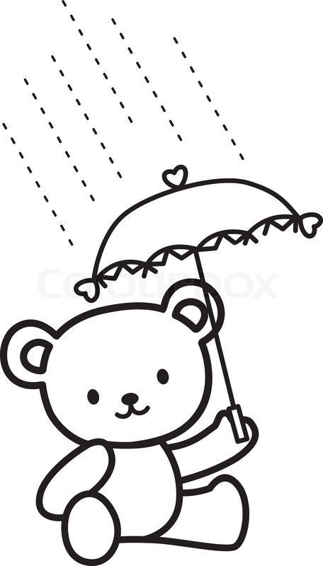 456x800 Illustration Of Very Cute Teddy Bear In The Rain Stock Vector
