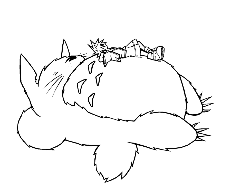 900x749 Totoro And Sora (Line Art) By Xeaven