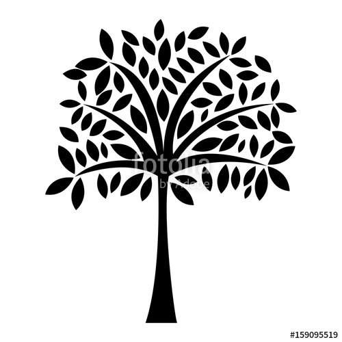 500x500 Black Icon Cute Tree Cartoon Vector Graphic Design Stock Image