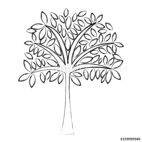 500x500 Sketch Draw Cute Tree Cartoon Vector Graphic Design Stock Image
