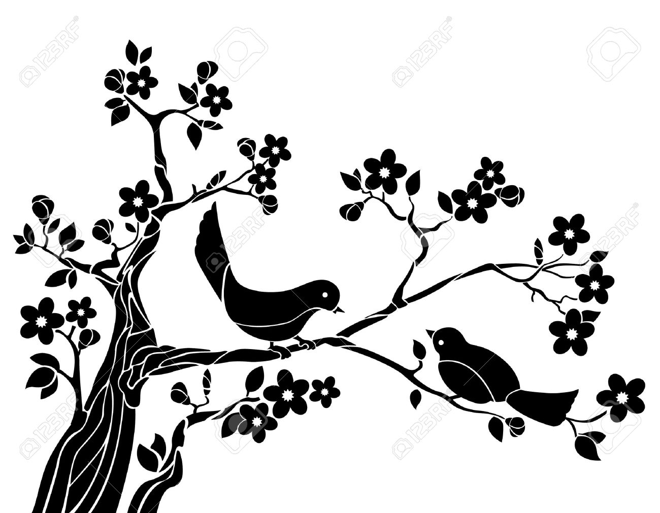 1300x1011 Bird On Tree Drawing How To Draw Branches And Cute Birds