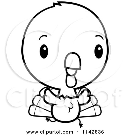 450x470 Cartoon Clipart Of A Black And White Cute Baby Turkey Bird Running