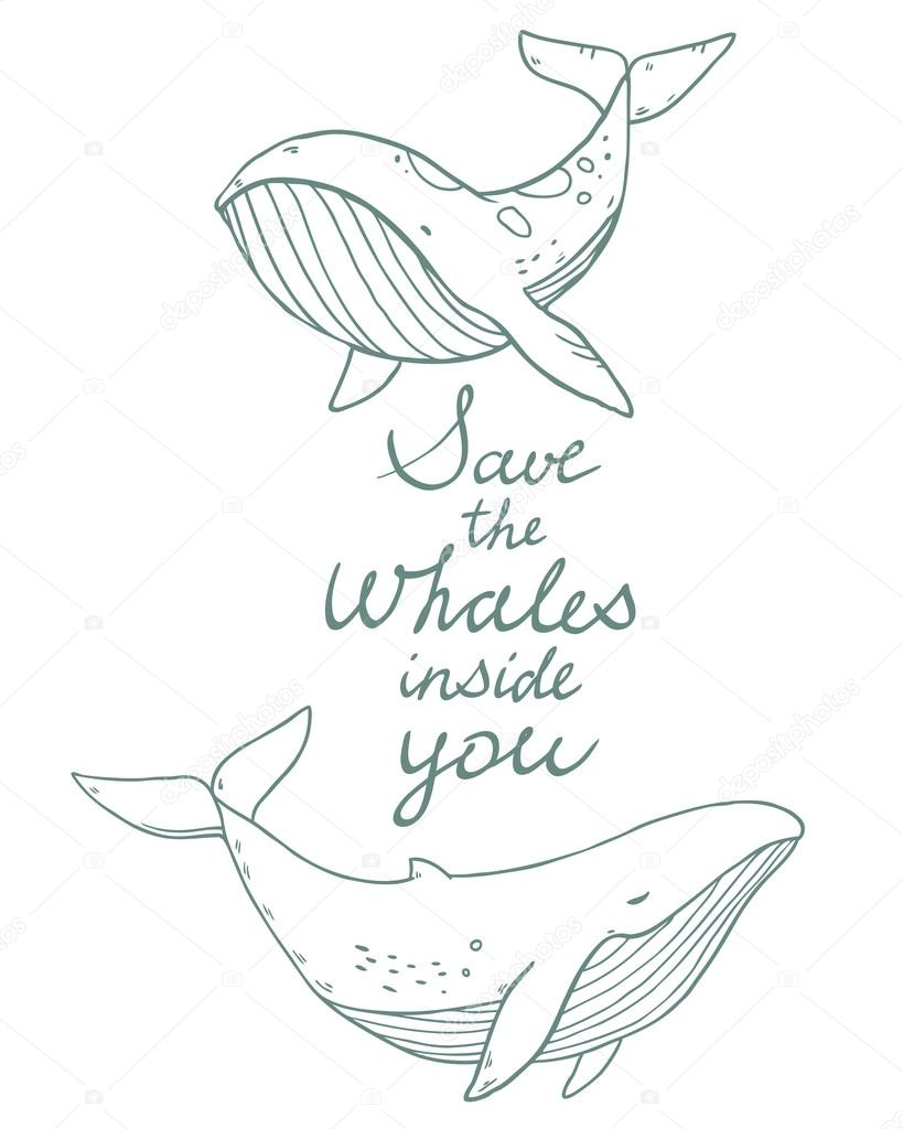 819x1024 Cute Cartoon Drawing Sea Life Whales Stock Vector Lunter