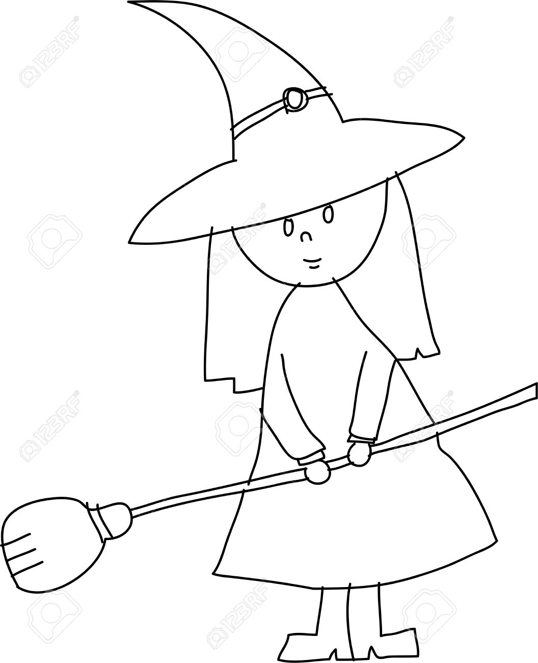 1056x1300 Hand Draw Halloween Witch Cartoon Vector Royalty Free Cliparts