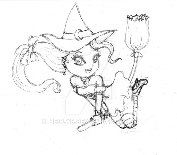 600x527 Cute Cute Witch Sketch By Heglys