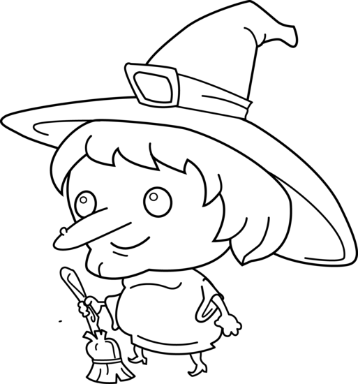 513x550 Cute Witch Coloring Page